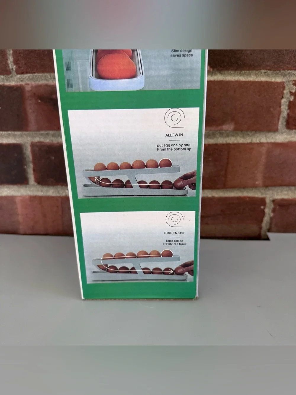 Egg Dispenser Refrigerator Organizer 2-Tier Gravity Feed Holds 12-14 Eggs White